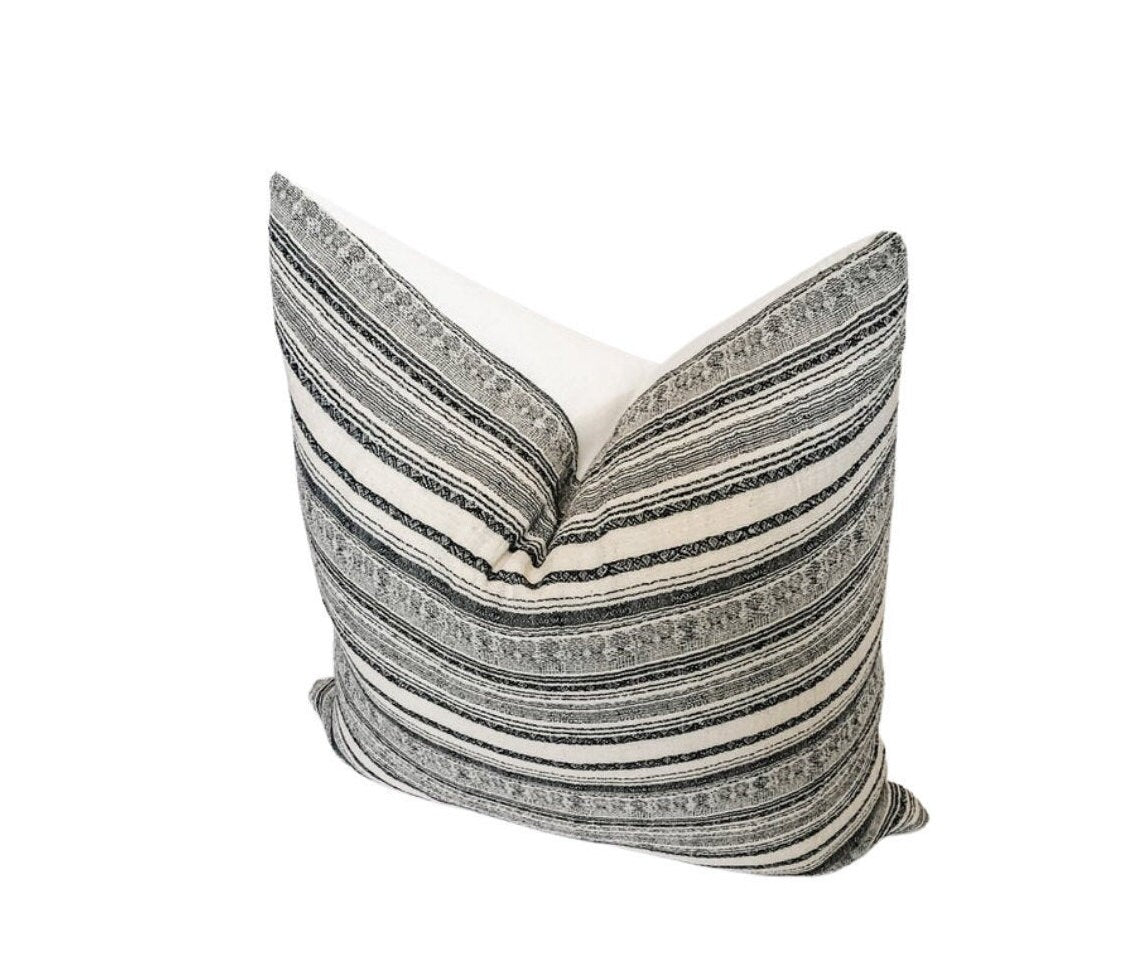 Neutral stripe native cotton pillow covers, neutral home decor, designer pillows,