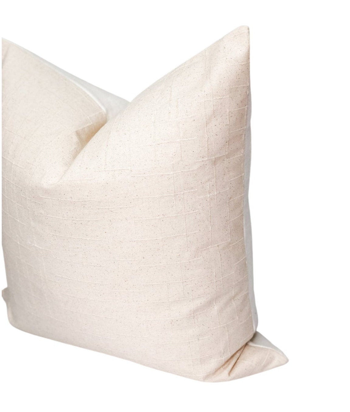 Off-White Textured Cotton Pillow Cover: USA Made Farmhouse Throw, Accent Pillow