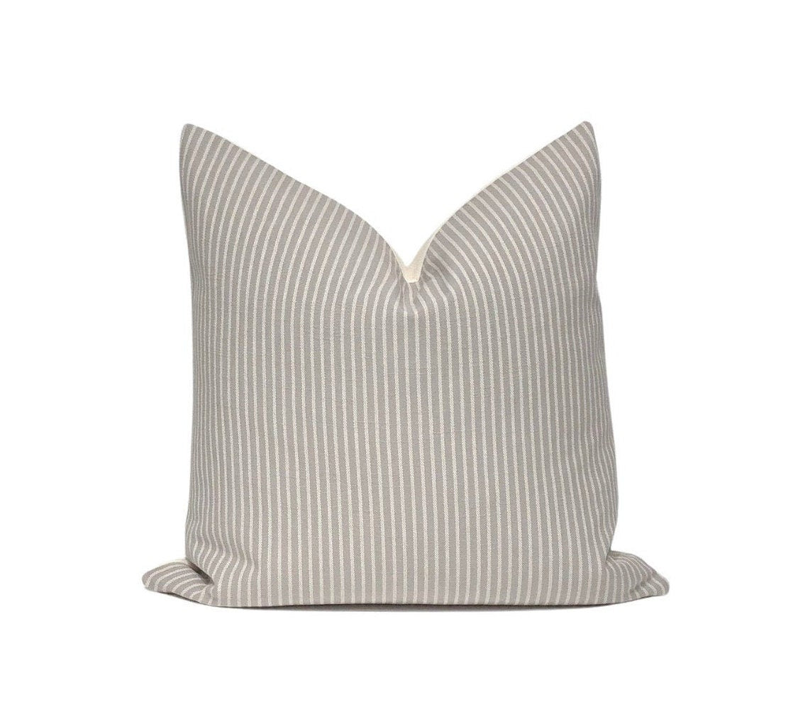 Grey Stripe Pillow Cover: Modern Minimalist Throw Cushion, Neutral Decorative Accent